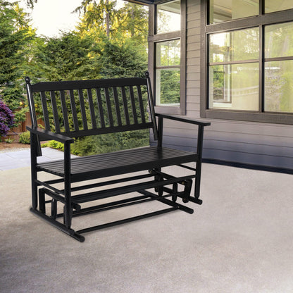 Fadidio Patio Glider Bench Outdoor, Porch Swing Glider for Outside, Wooden 2-Person Loveseat Rocking Bench Funiture, Black Gliders - WoodArtSupply