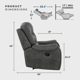Lexicon Manual Recliner Chair, Home Theater Seating Recliner Armchair, Polished Microfiber Wall Hugger Manual Reclining Sofa Chair for Living Room/Office/Apartment, Dark Gray Lexicon