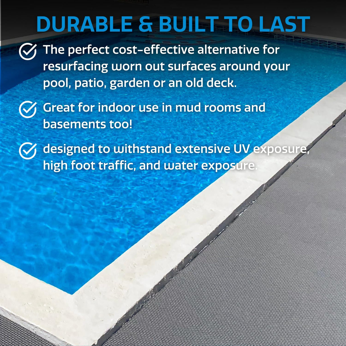 Big Floors DuraGrid Outdoor Modular Deck Tiles, Interlocking, Slip-Resistant, Self-Draining, Durable Plastic Flooring, Easy Install, UV & Water Resistant, Made in USA, 40 Pack, Gray Big Floors