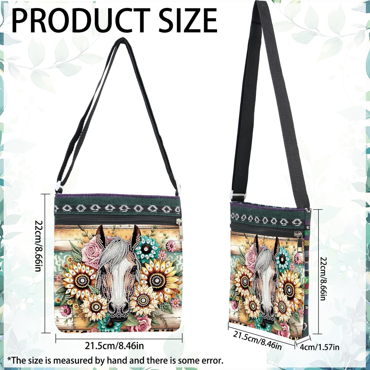 5D DIY Diamond Painting Shoulder Bag for Adults - Sunflower & Horse Design, Special Shape Crystal Rhinestone Art Handbag, Partial Diamond Art Craft Kit, Stylish Gift for Women antor