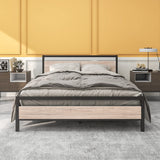Heavy-Duty BOFENG Queen Bed Frame with Wood Headboard – No Box Spring Needed, Sturdy Steel Slat Foundation BOFENG