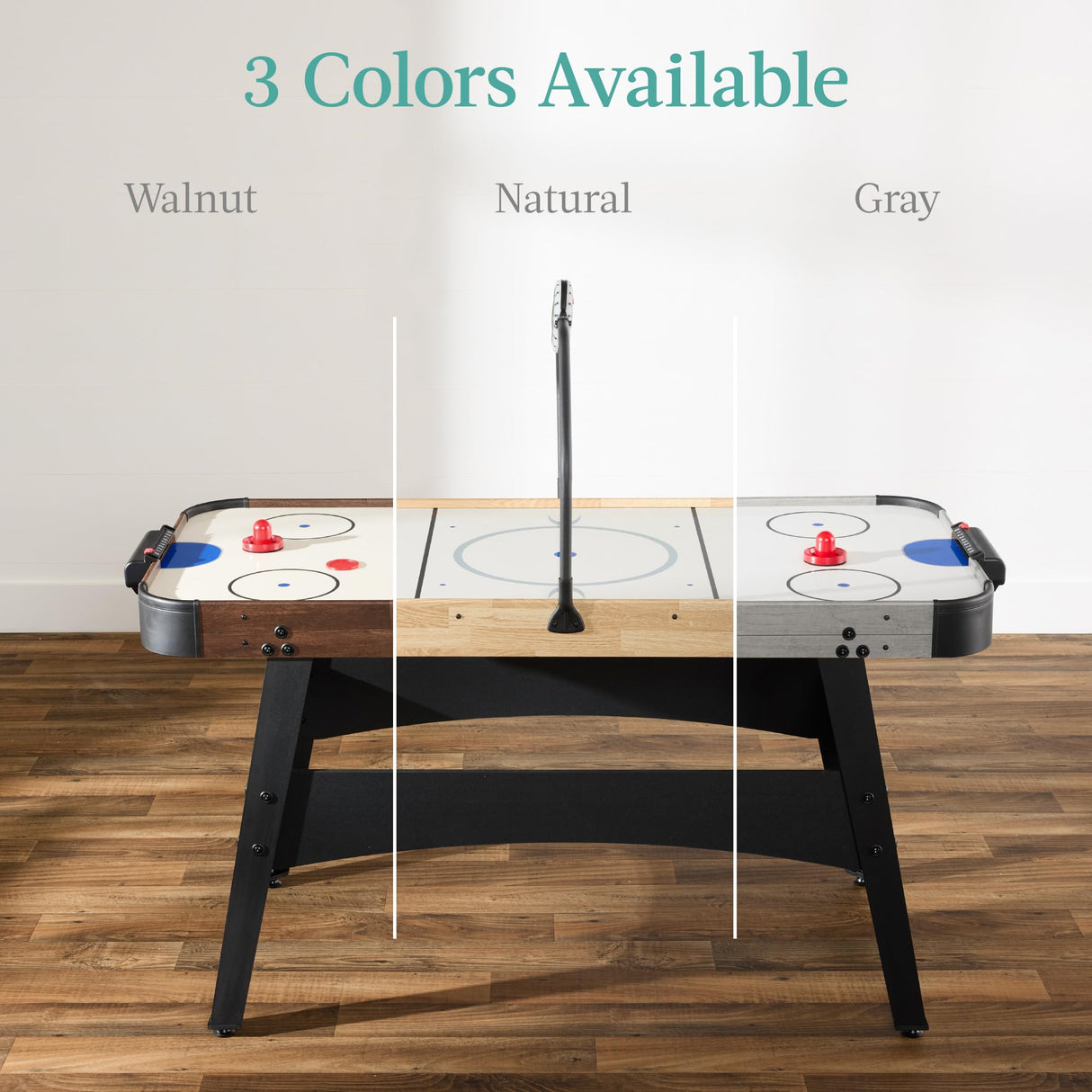 Best Choice Products LED 54 Inch Air Hockey Game Table w/Light-up Scoreboard, Powerful Motor, AC Outlet. Includes 2 Pucks, 2 Pushers - Walnut Best Choice Products