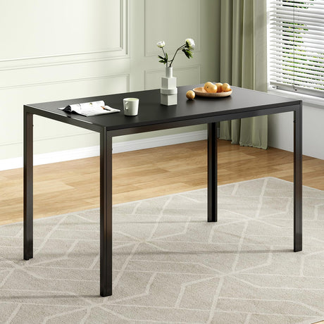 Farini Black Dining Table for 4-6 Person,47" Rectangular Wooden Dining Table Top and Metal Frame for Home Kitchen Dining Desk (47 inch,Black) Farini
