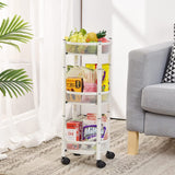 TOOLF 3-Tier Metal Storage Rolling Cart, Collapsible Utility Cart, No Assemble, Multifunction Serving Organizer Trolley with Lockable Wheels for Kitchen, Living Room, Bathroom,White TOOLF