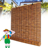 Reed Shades Bamboo Roll Up Shades Bamboo Roll Up Blinds Bamboo Roller Blinds, Retro Bamboo Shades Outdoor Bamboo Shades Blinds with Lift for Indoor/Outdoor Privacy 35×59in（W×H） Brown OCAZI