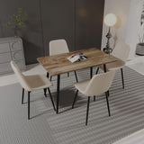 Small Dining Table Set for 4, Modern Dining Table and Chairs Set with 4 Fabric Dining Chairs, 5 Piece Wooden Dining Table Set, 47'' Kitchen Table Set, Ideal for Small Spaces Hilknen