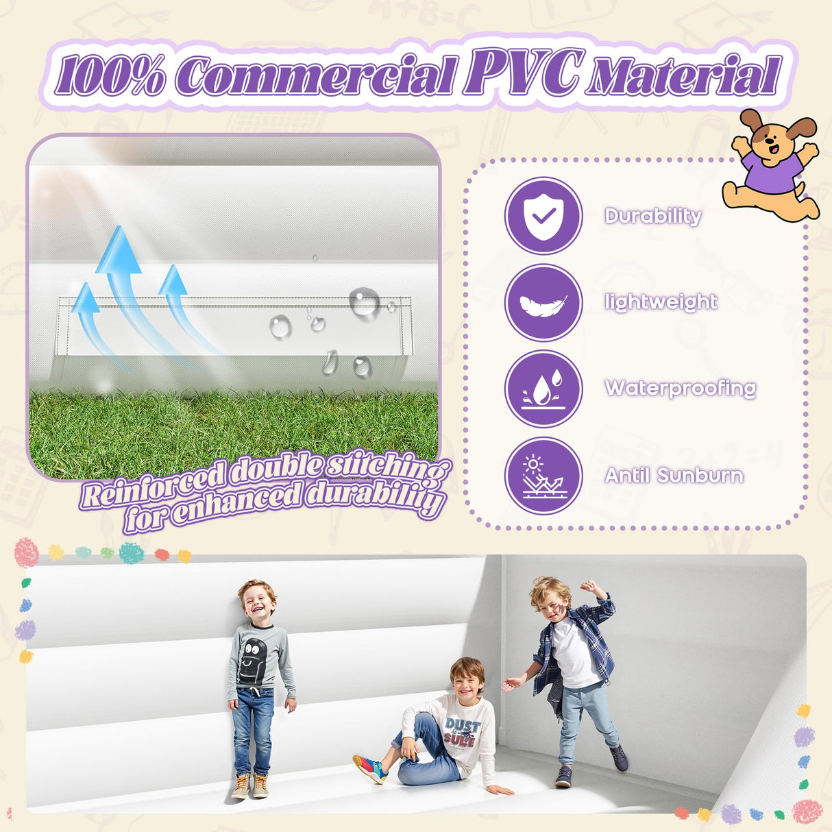 Albott 13.1x13.1x10 FT Commercial PVC Inflatable White Bounce House for Kids, Large White Castle Bounce House with 950W Blower & Higher Inflatable Wall for Wedding Birthday Party Albott