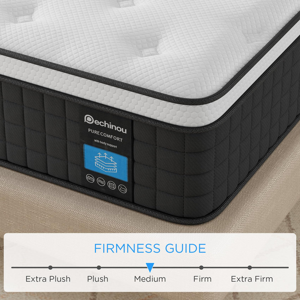 Full Size Mattress,10 Inch Hybrid Full Mattress in a Box with Memory Foam & Individual Pocket Spring for Motion Isolation, Edge Support, Soft and Comfortable, Pressure Relief, Medium Firm CertiPUR-US PECHINOU