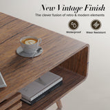 Easyego Coffee Table with Storage, Farmhouse Wood Tables for Living Room, Easy Assembly, Suitable for Various Home Styles (Walnut) Easyego