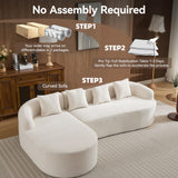 104.3" Boneless Curved Couch, l Shaped 4-Seater Cloud Couch with Deep Seat Chaise, Oversized Curved Sofa, Chenille Modular Sectional Couches for Living Room, No Assembly, Beige Abbrevi