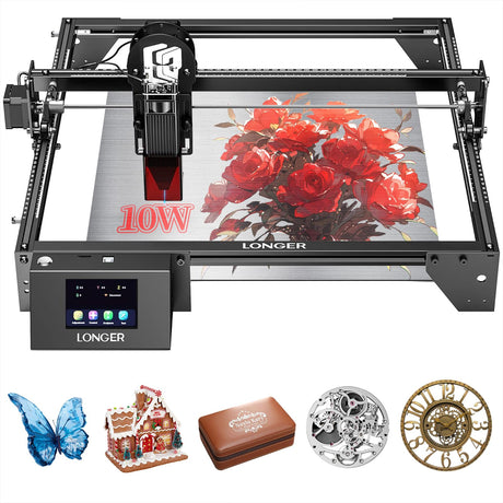 Ray5 10W Laser Engraver with 3.5" Touch Screen, Laser Cutter and Laser Engraving Machine Speed 10000mm/min and High Precision Laser Spot 0.06mm, Laser Engravers for DIY Handicrafts Wood,Metal,Acrylic COCONUT 3D