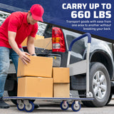 Upgraded Foldable Push Cart Dolly | 660 lbs. Capacity Moving Platform Hand Truck | Heavy Duty Space Saving Collapsible | Swivel Push Handle Flat Bed Wagon - Blue Lifetime Appliance Parts