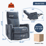 Manual Swivel Rocker Recliner Chair for Adults, Overstuffed Reclining Glider Chair for Nursing with Vibration Massage & Heat, Living Room Rocking Recliner 2-Stage backrest, Chenille Fabric Blue EZZUP