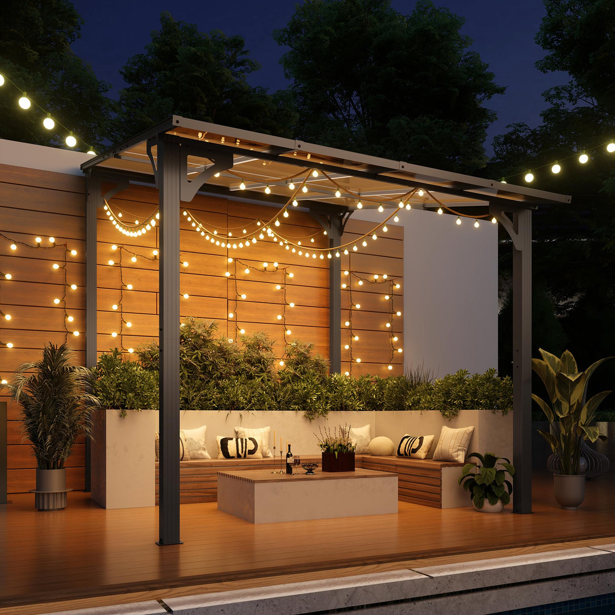 Vongrasig 10’ x 8’ Gazebo for Patio, Large Wall-Mounted Pergola Gazebo on Clearance, Outdoor Lean to Awnings for Backyard, Deck, Patio Vongrasig