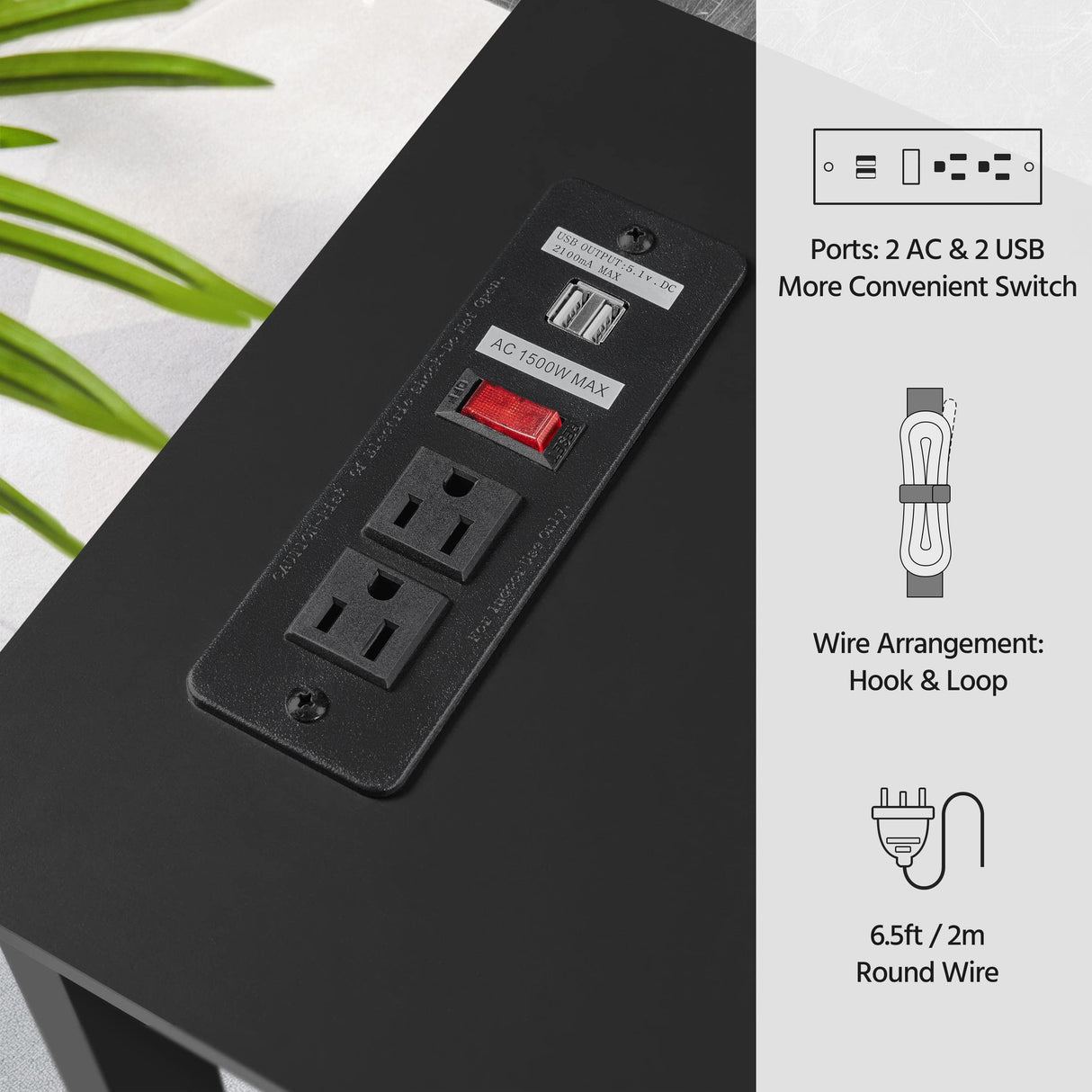 Yaheetech 40" Console Table with Power Outlets and USB Ports, Wood Entryway Table with Charging Station & Storage Shelf, Narrow 2-Tier Sofa Table for Living Room Hallway Foyer, Black Yaheetech