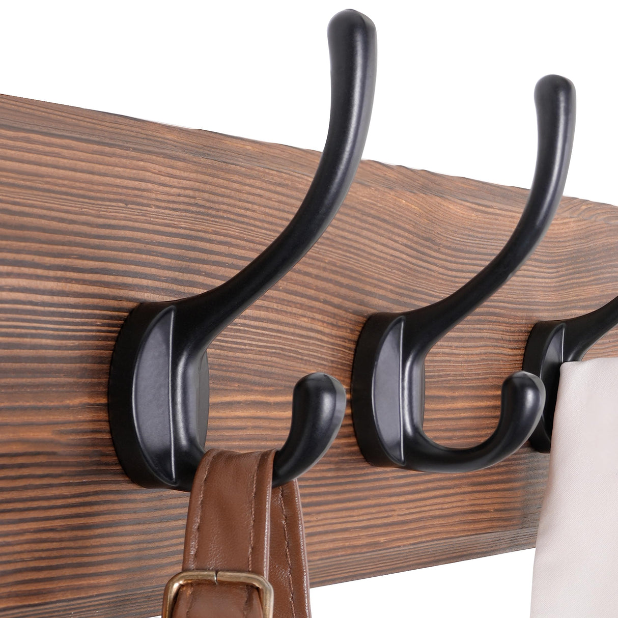 SKOLOO Farmhouse Style Wall Mounted Coat Rack, 38.6'' Pine Solid Wood Coat Hook Hanger - 10 Hooks for Hanging Clothes Robes Towels Coats SKOLOO