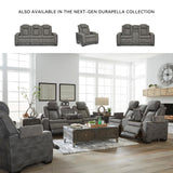 Signature Design by Ashley Next-Gen DuraPella Modern Faux Leather Power Reclining Loveseat with Console & Adjustable Headrest, Gray Signature Design by Ashley