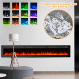 CharaVector 100 inch 750W/1500W Electric Fireplace Inserts with Remote Control in Wall Mounted, Energy Saving LED Insert Fireplace Heater Indoor Glass View with Remote Control & Touch Screen, Black CharaVector