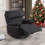 poplarbox Manual Recliner Chair with Lever Handle, 360° Swivel Elderly Rocker Recliner Chairs, Single Seat upholstered Recliner Sofa Chair for Living Room, Apartment (Black) poplarbox