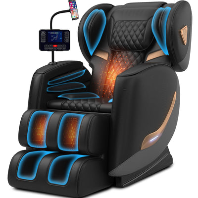 Massage Chair Full Body, Zero Gravity Massage Chair 2026 Recliner with 10 Fixed Rollers, 20 Auto Massage Modes, 8 Airbag, Waist and Back Heating, Bluetooth, Touch Screen Controller (Upgraded Black)