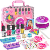 Amagoing Kids Nail Polish Set for Girls, All-in-One Nail Art Kit with Storage Box Ages 6-8, Non Toxic Nail Polish, Nail Dryer, Mermaid Hair Clip, Little Girl Toys Birthday Gift for 5 6 7 8 Years Old Amagoing