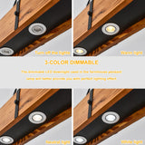 4 Lights Rustic Wood Chandelier with 5W LED Downlight Dimmable, Farmhouse Pendant Light Fixtures for Dining Room, Pool Table Light-39inches BAOURE