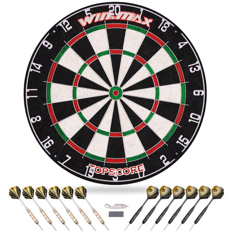 Dart Board - Bristle Steel Tip Dartboard Dart Boards for Adults Bristle Steel Tip Dartboard Set Dart Boards for Adults Rotating Number Ring Staple-Free Bullseye with 12 Darts Metal Tip (New) WIN.MAX