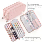 CICIMELON Large Capacity Pencil Case 3 Compartment Pouch Pen Bag for School Teen Girl Boy Men Women (Pink) CICIMELON