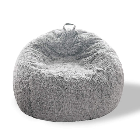 BCU Bean Bag Chair Cover Ultra Soft Fluffy Faux Fur Beanbag Cover Plush Living Room Chairs Cover for Adults and Kids, Grey BCU