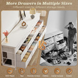 Huuger 70 Inch White Dresser for Bedroom, TV Stand for 65, 75, 80 Inch TV, 13 Fabric Drawer Long Dresser, Wide Chest of Drawer, Storage Units for Bedroom Huuger