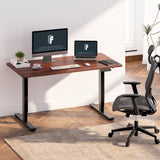 FLEXISPOT E6 Essential 3 Stages Dual Motor Electric Standing Desk 48x24 Inch Whole-Piece Board Height Adjustable Desk Electric Sit Stand Desk(Black Frame + Mahogany Desktop, 2 Packages) FLEXISPOT