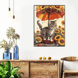 Meothan Framed Paint by Numbers Kits for Adults, Cat Paint by Numbers for Adults Beginners, Sunflower Paint by Numbers Kits on Canvas with Framed for Home Wall Decor 12x16inch (with Easel) Meothan