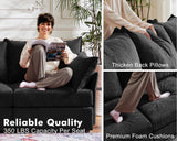 ABCASA 99" Modular Sofa Couch, Comfy 3-Seater Chenille Fabric Couch for Living Room, Office, Apart W/Deep Seat, High Backrest, Upholstered Couch W/Removable Cover, Black ABCASA