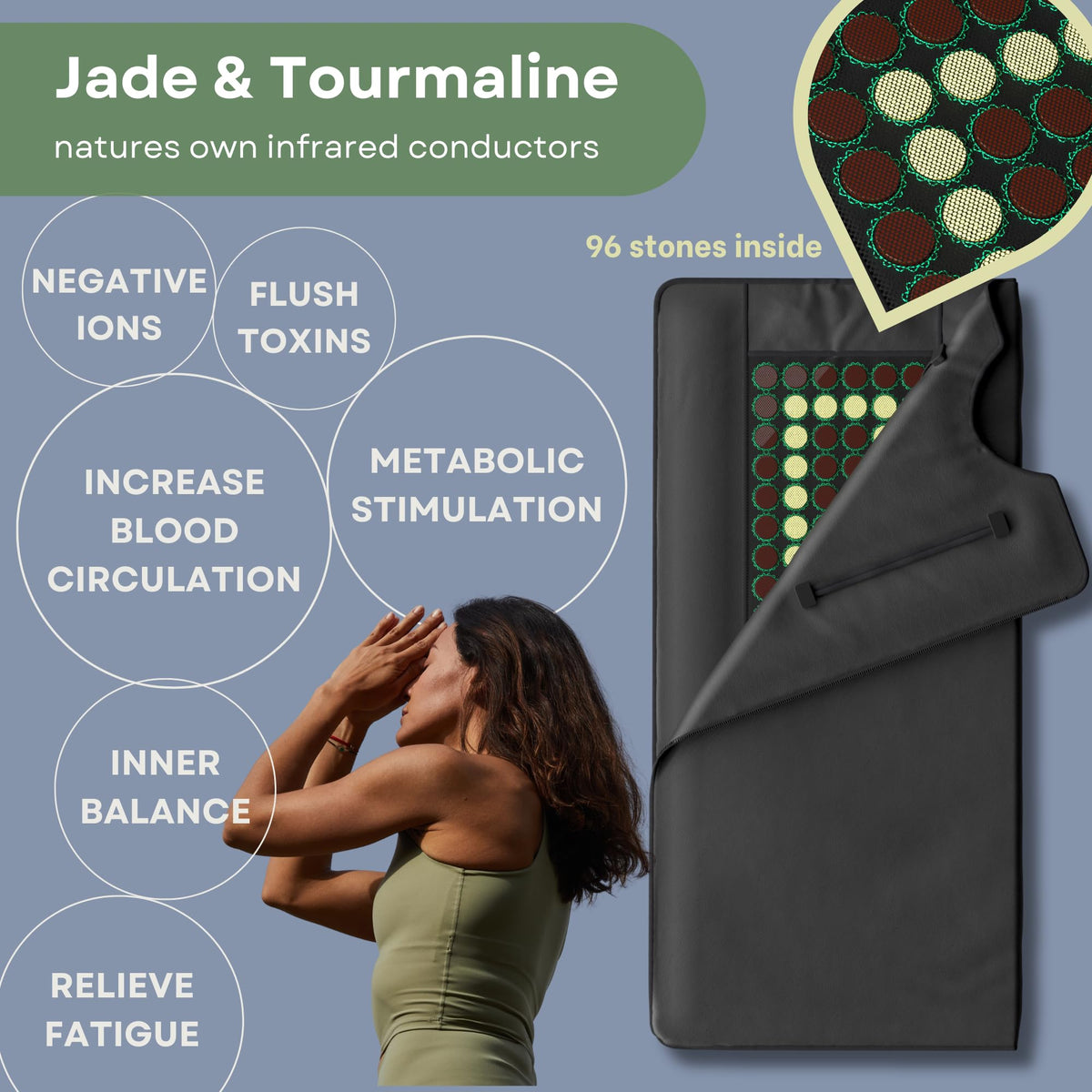 Mineral - Infrared Sauna Blanket | Detox, Wellbeing & Recovery | Highest Grade Materials + Jade & Tourmaline for Enhanced Therapy, Adjustable Temp 77-176°F, 6ft x 3ft (Mineral Edition) Deep Modality