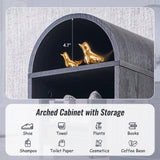 IFBUY 67" Tall Arched Bathroom Storage Cabinet, 8-Tier Modern Farmhouse Storage Cabinet with Adjustable Shelves, Wood Freestanding Cabinet for Bathroom, Living Room, Entryway, Hallway (Dark Grey) IFBUY