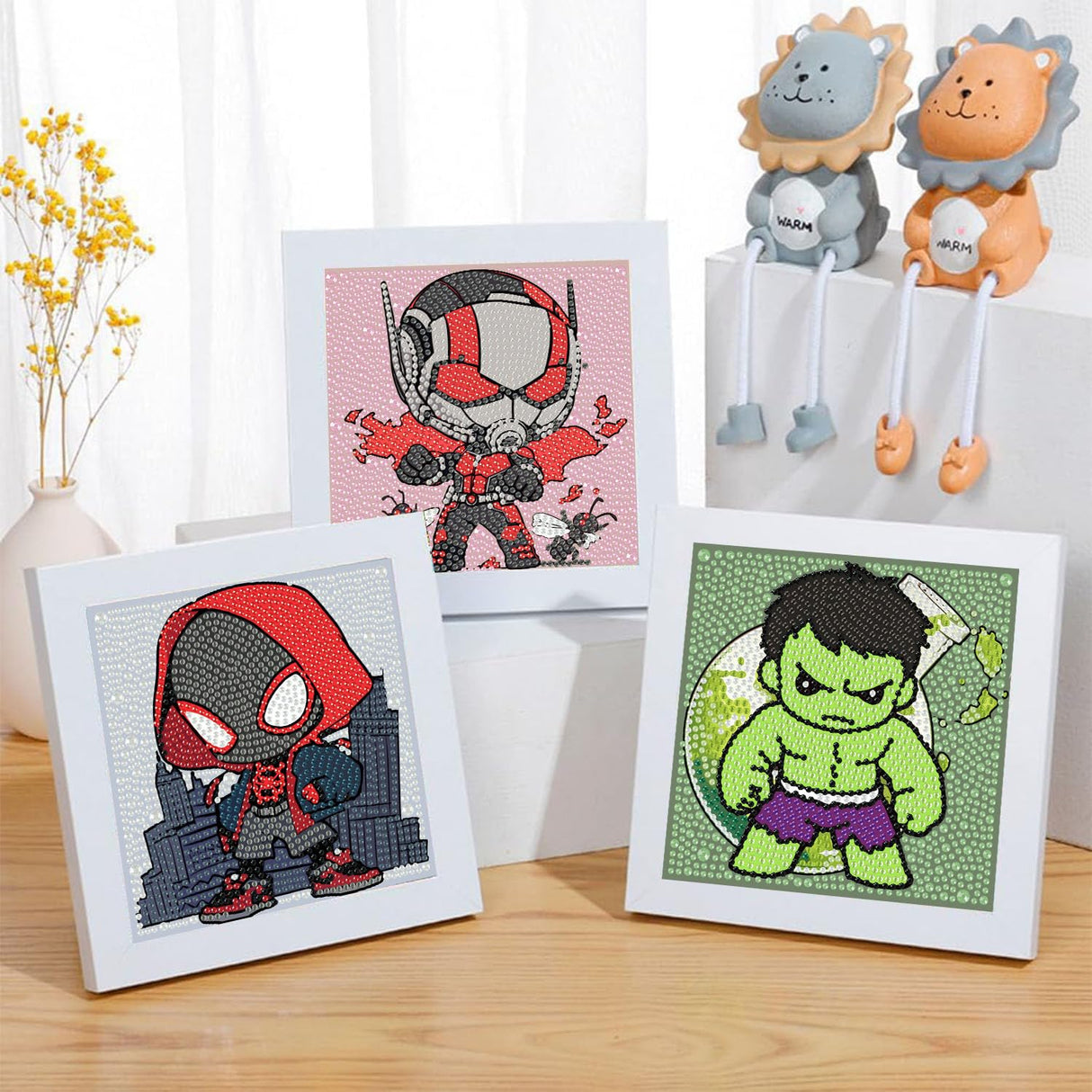 4 Pack Cartoon Diamond Art Kits for Kids-Arts and Crafts for Kids 4-6, 4 Pack Cartoon Gem Painting Kit for Home Wall Decor Present 6X6 inch Sretoul