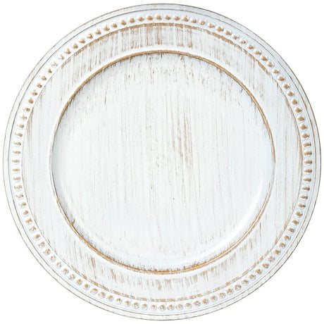 Kazozobi 13" Vintage Charger Plates, Beaded Chargers for Dinner Plates Set of 6, Charger Plates Bulk Wedding, White Kazozobi