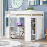Harper & Bright Designs White Full Size Loft Bed with Wardrobes, Desk, and Storage Drawers Harper & Bright Designs