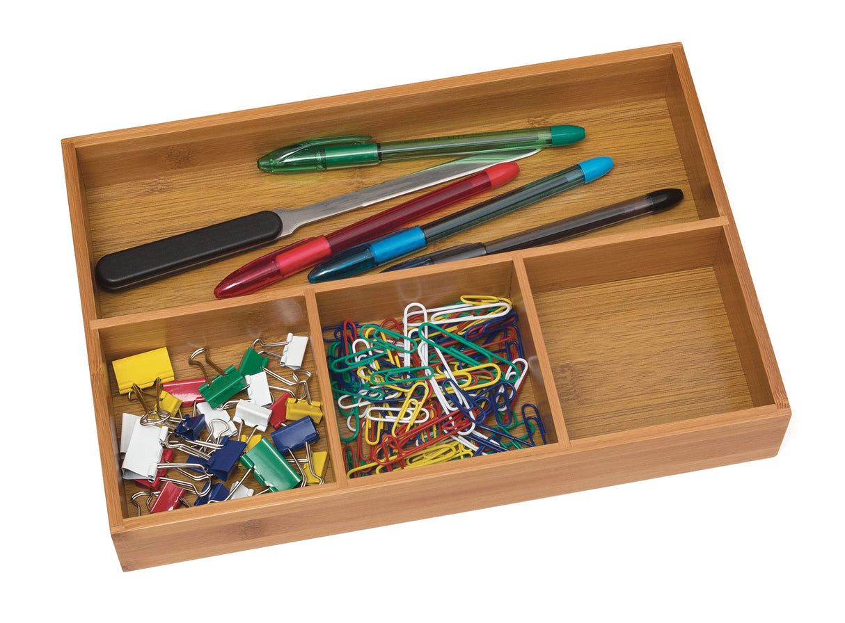 Lipper International 824, Bamboo Wood 4-Compartment Organizer Tray, 11 5/8" x 7 7/8" x 1 3/4" Lipper International