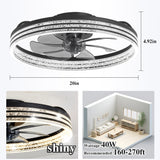 DIAMONDFORGE Smart Ceiling Fans with Lights Remote - WiFi Alexa 20'' Flush Mount Low Profile Modern Ceiling Fans for Bedroom -Stepless Color Temperature and 6 Speeds - Crystal Stripe DIAMONDFORGE