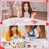 Realspring 24 Pack Color Your Own Valentine's Day Jigsaw Puzzles for Kids Coloring DIY Valentine Day Puzzle Paper Party Favors Gift Valentines Classroom Activities Educational Puzzles Jigsaw Game Toy Realspring