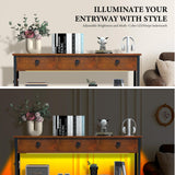 Keelian 47" Entryway Table with Outlets: Console Table with 3 Wood Drawers and Storage Shelves, USB Ports, LED Light Strip for Sofa, Living Room, Hallway, Foyer, Couch, TV and Aquarium Stand Keelian