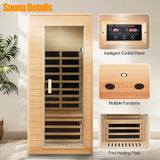 SALUSHEAT Far Infrared Sauna, 1 Person Infrared Sauna, Canadian Hemlock Wood 1290W Low-EMF Infrared Saunas for Home with Control Panel, Bluetooth Speakers, Reading Lamp SALUSHEAT