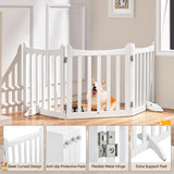 Yaheetech 24" H Freestanding Pet Gate for Dogs Wooden Dog Gates for Hallway, Doorway Collapsible Indoor Pet Fence with Support Feet Stair Barrier 3 Panels Fence White Yaheetech