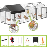 Large Metal Chicken Coop Chicken Run with Cover for 10-12 Chickens 120"×40"×40" Portable Poultry Cage Hen House Outdoor Backyard Farm Animal Enclosure Crate Pet Playpen Exercise Pen for Rabbit Duck AIMUCT