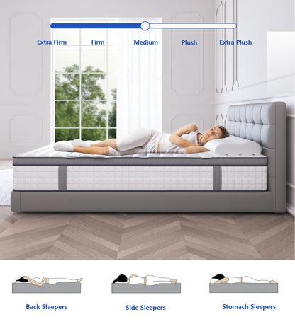 elitspace Queen Mattresses,10 Inch Queen Mattress in a Box,Memory Foam Hybrid Queen Size Mattress,Breathable Comfort Soft Mattress Pressure Relief.