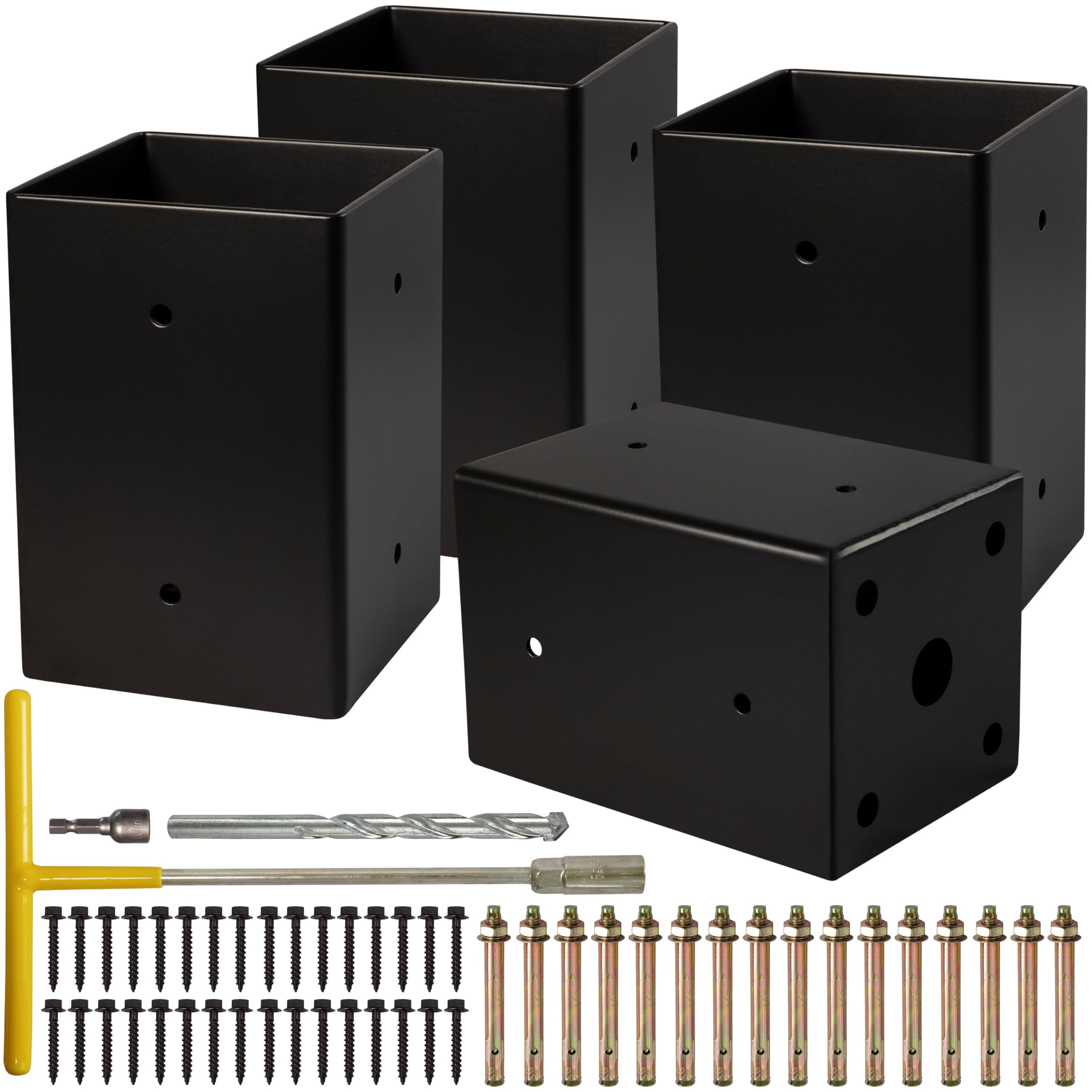 Structural Posts Hardware (4 PCS) LADECH 4x4 Post Anchor Base with Bottom Drainage Hole ...