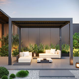 Modern Shade Aurora Louvered Pergola 10'x10' with USB Charging Port Deck, Outdoor Pergola with Adjustable Waterproof Roof & Integrated Drainage, Reinforced Frame for Patio Deck, Easy Assembly, Black Modern Shade Outdoor Living Spaces