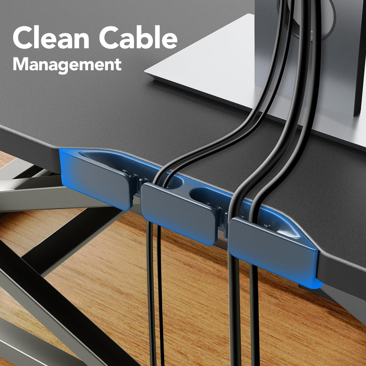 HUANUO Standing Desk Converter, 32” Sit to Stand Desk with Keyboard Tray, Height Adjustable Stand Up Desk Riser for Home Office, Dual Monitor and Laptop Workstation, Black HUANUO