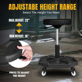 YELLOW JACKET Rolling Garage Seat Adjustable Pneumatic Shop Creeper Seat 300Lbs Mechanic Stool with Wheels and Removable Tool Tray Storage Workshop Chair for Auto Repair YELLOW JACKET